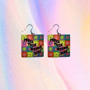 FASHION HIPPY STYLE SQUARE DANGLE EARRINGS FLOWERS- PROVE THEM WRONG BABE